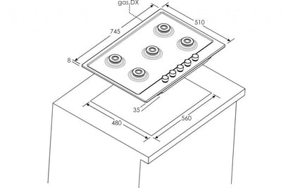 Candy CHG74WX 75cm Gas Hob – Stainless Steel - Core Appliances
