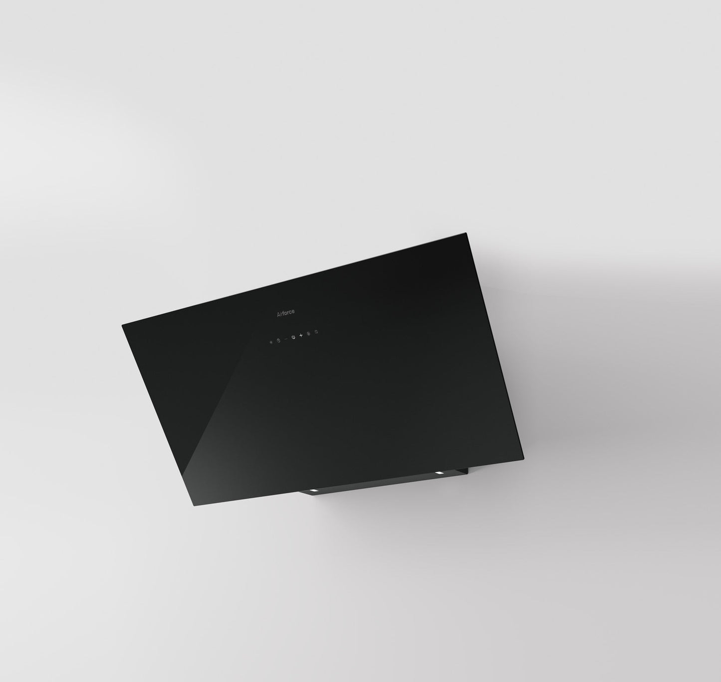 Gray Airforce CLIO 80cm Vertical Inclined Cooker Hood with Touch Control in Black Glass Finish