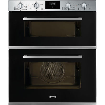Smeg Cucina 60cm Built-Under Multifunction Double Oven - Black Glass