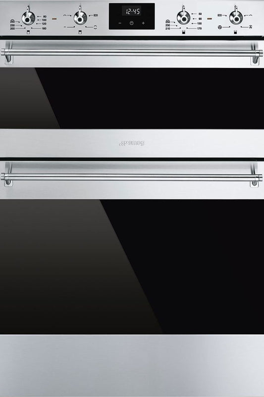 Black SMEG Classic Stainless Steel Multifunction Double Oven