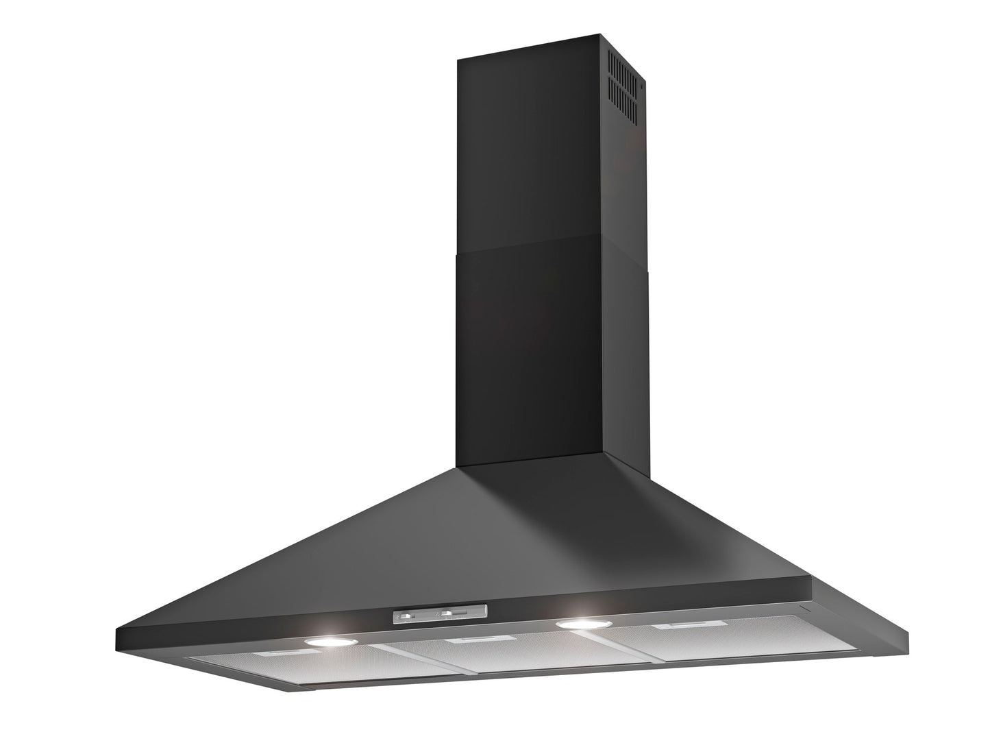 White Smoke Airforce F0 D2 90cm Wall Mounted Cooker Hood with Slider Control in Black Steel Finish