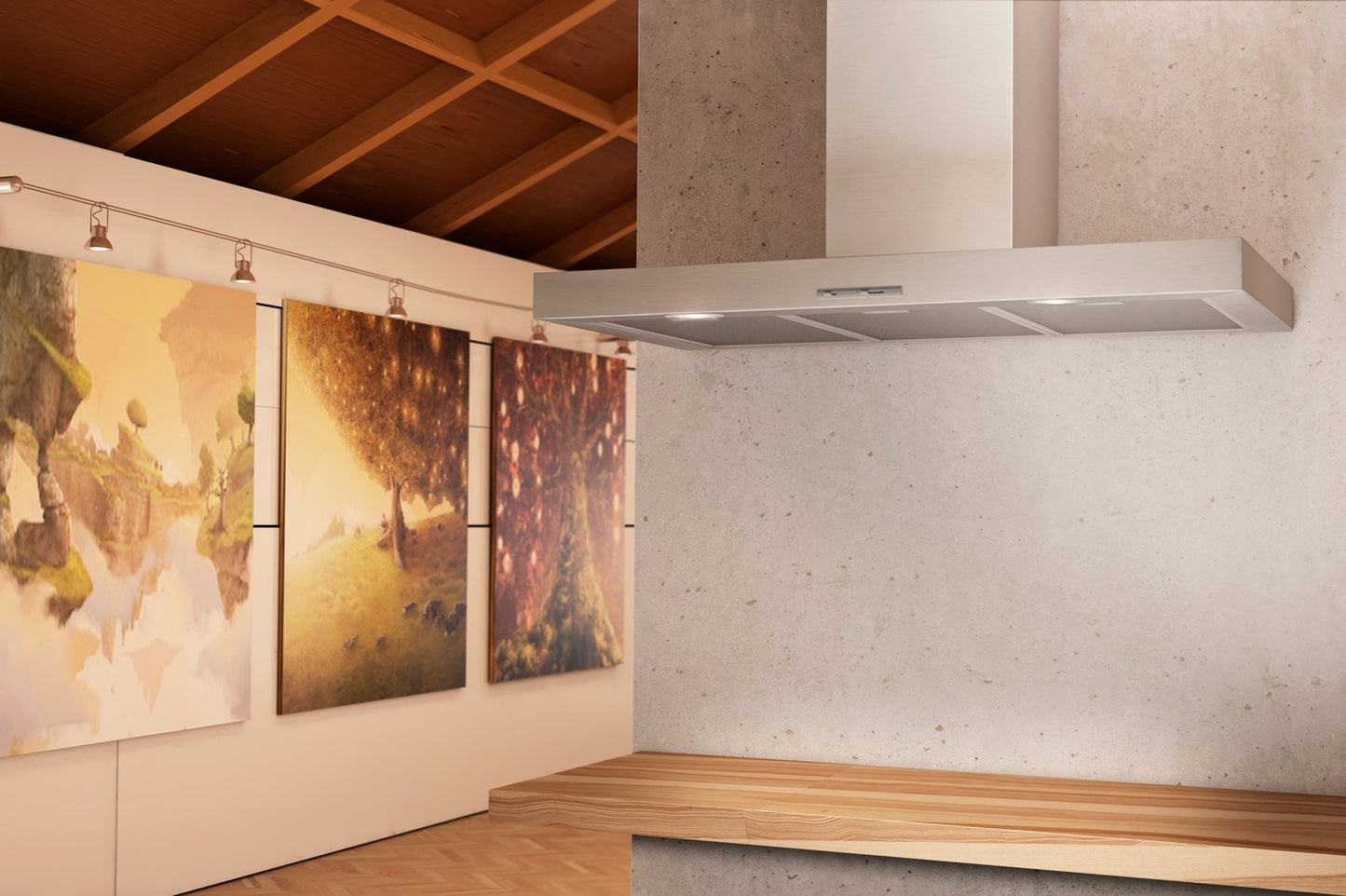 Gray Airforce F53 D2 90m Wall Mounted Cooker Hood with Touch Controls in Stainless Steel Finish