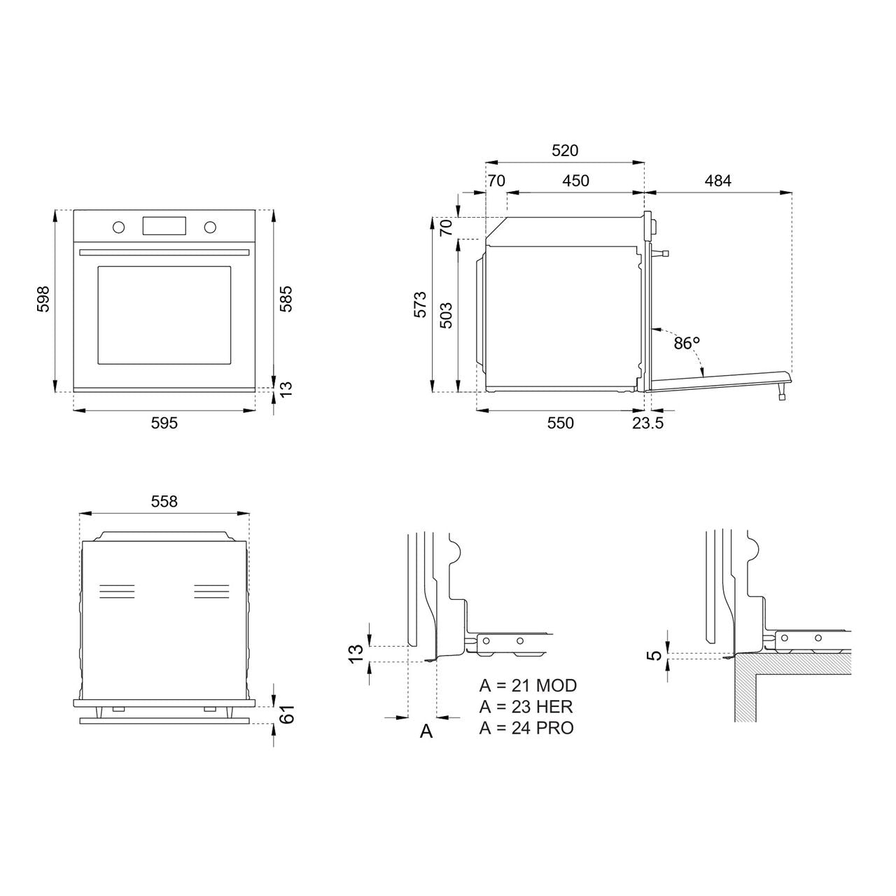 Bertazzoni F609PROESX Pro Series 60cm Built-In Electric Oven — Stainless Steel - Core Appliances