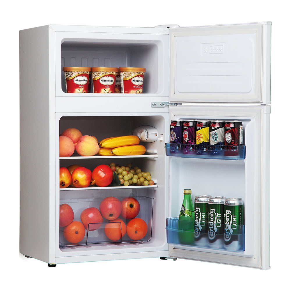 Light Gray AMICA FD1714 50cm freestanding undercounter double door fridge freezer