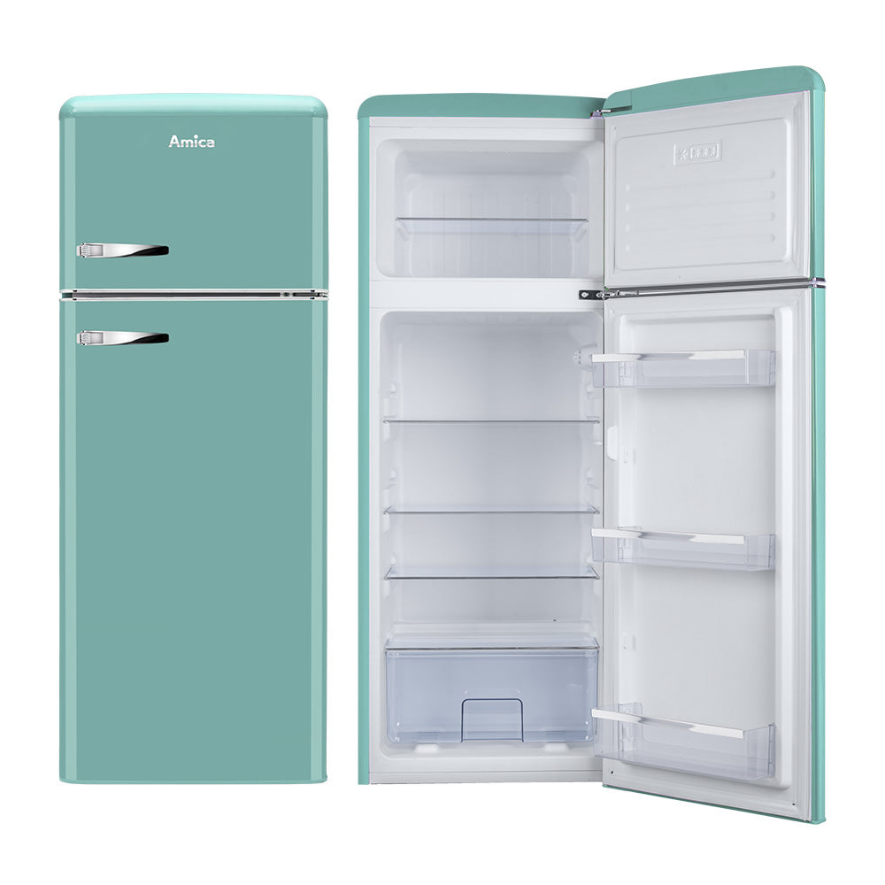 Light Gray AMICA FDR2213DB 55cm freestanding fridge freezer static 30/70 double door