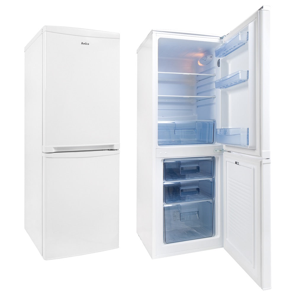 Lavender AMICA FK1964 50cm freestanding 50/50 fridge freezer, white