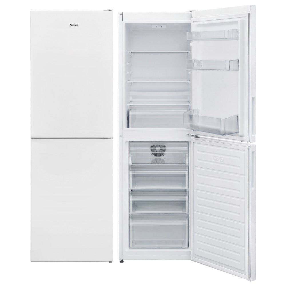 Light Gray AMICA FK2623F Freestanding 55cm frost free fridge freezer