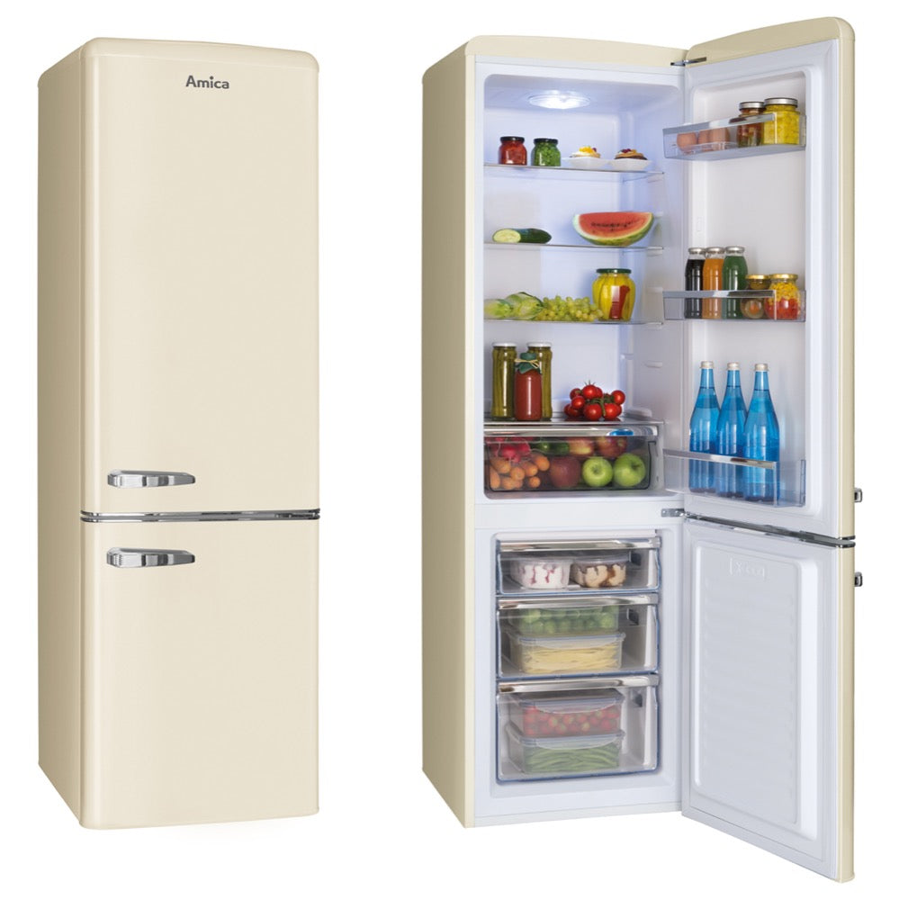 Light Gray AMICA FKR29653C 55cm freestanding static 60/40 fridge freezer