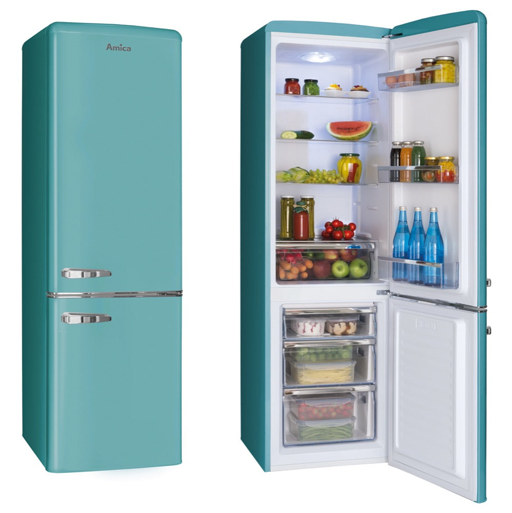Cadet Blue AMICA FKR29653DEB 55cm freestanding fridge freezer static 60/40 fridge freezer
