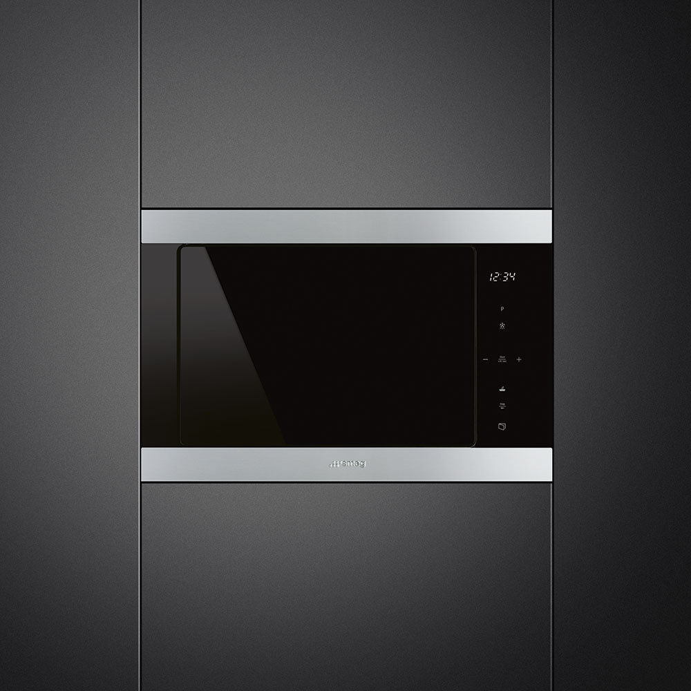Smeg Classic 60cm Built-In Microwave with Grill 25 Litre - Stainless Steel
