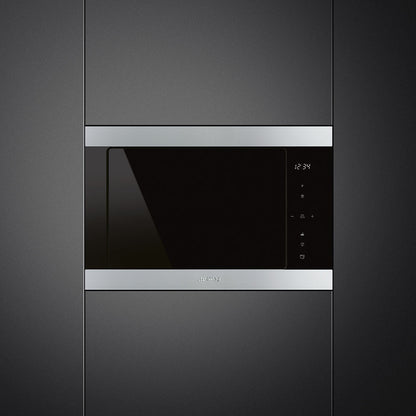 Smeg Classic 60cm Built-In Microwave with Grill 25 Litre - Stainless Steel