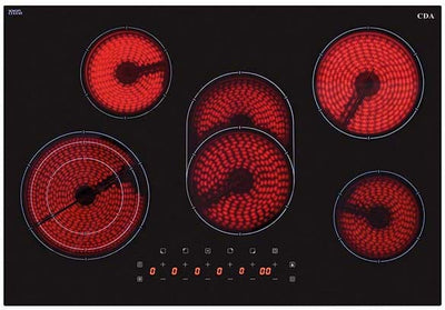 CDA 77cm Five Zone Ceramic Hob - Black Glass