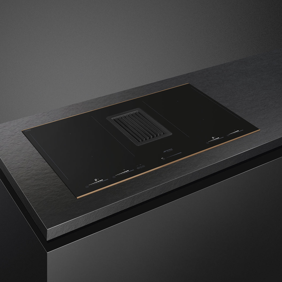 Smeg 83cm Induction Hob with Integrated Extractor - Black - Core Appliances