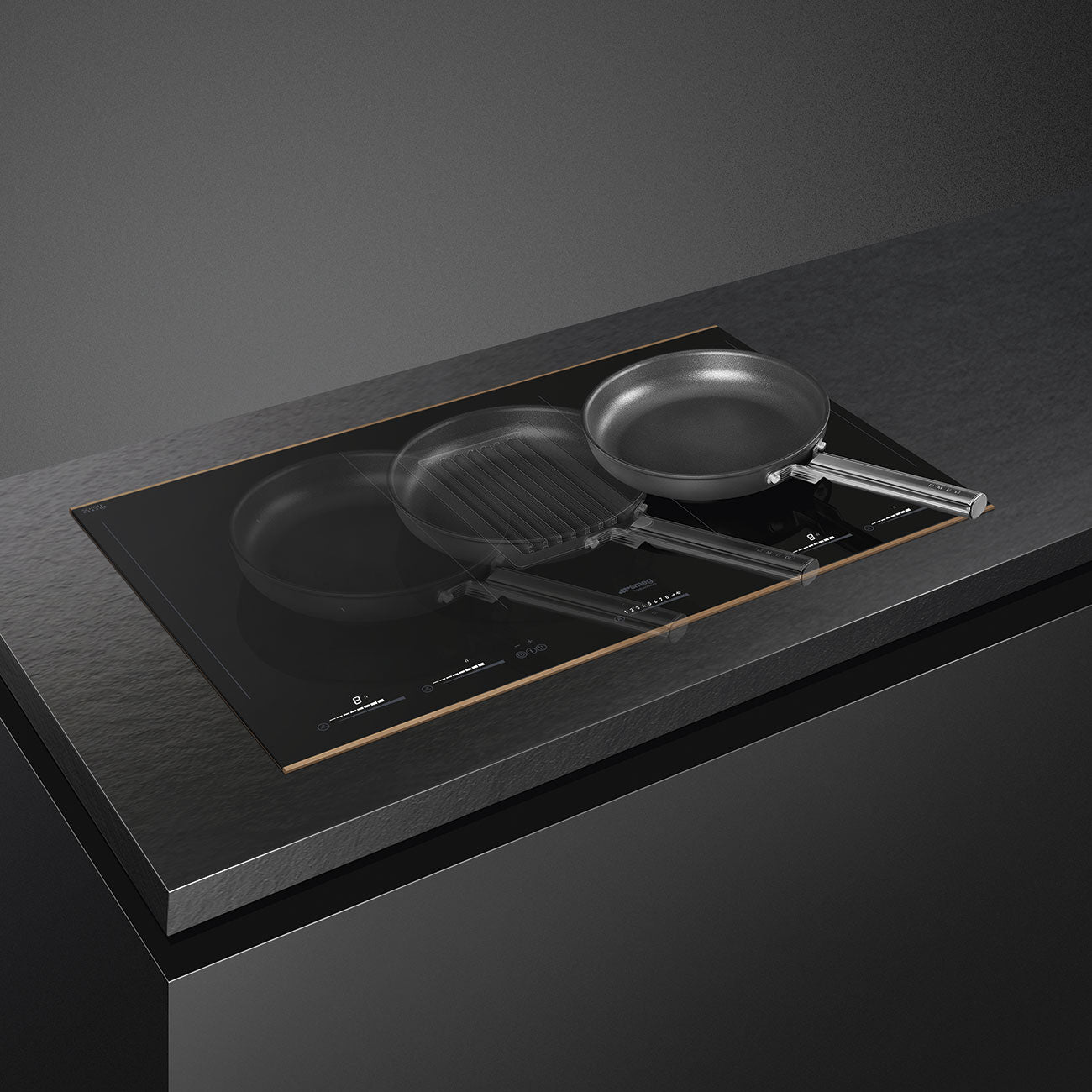 Smeg 83cm Induction Hob with Integrated Extractor - Black - Core Appliances