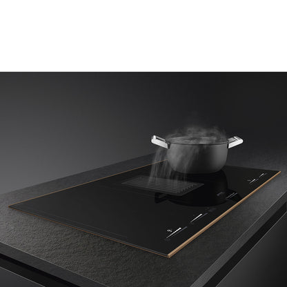 Smeg 83cm Induction Hob with Integrated Extractor - Black - Core Appliances