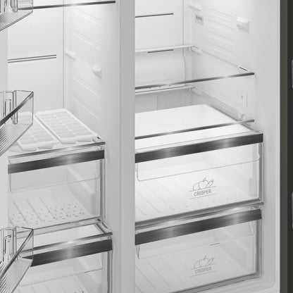 Light Gray Hotpoint 593 Litre Side-By-Side American Fridge Freezer - Stainless Steel