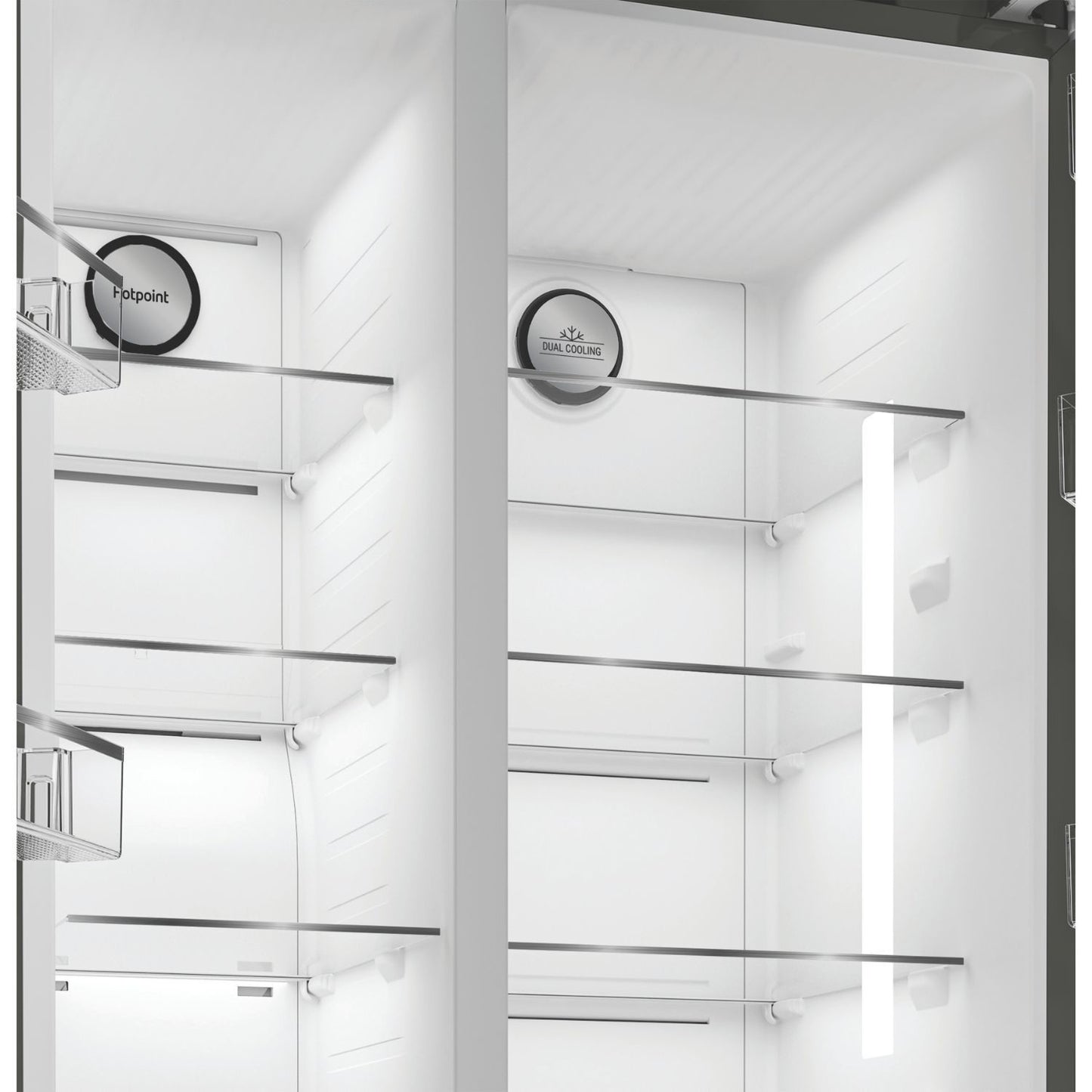 Light Gray Hotpoint 593 Litre Side-By-Side American Fridge Freezer - Stainless Steel