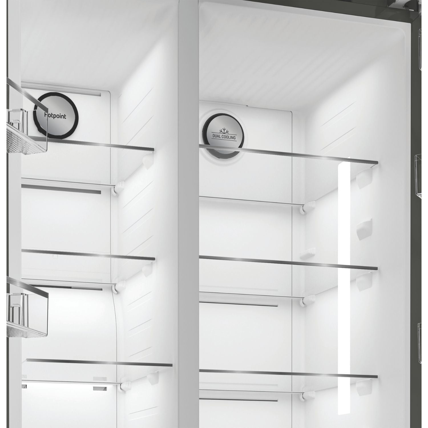 Light Gray Hotpoint 593 Litre Side-By-Side American Fridge Freezer - Stainless Steel