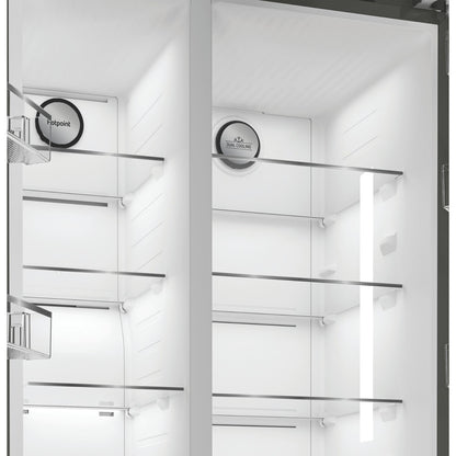 Light Gray Hotpoint 593 Litre Side-By-Side American Fridge Freezer - Stainless Steel