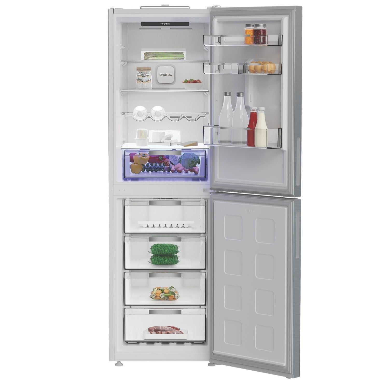 Gray Hotpoint 317 Litre 50/50 Freestanding Fridge Freezer with VitalCare - Silver