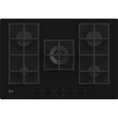 Hoover HVG74WC5B 74cm 5-Burner Gas-on-Glass Hob - Black