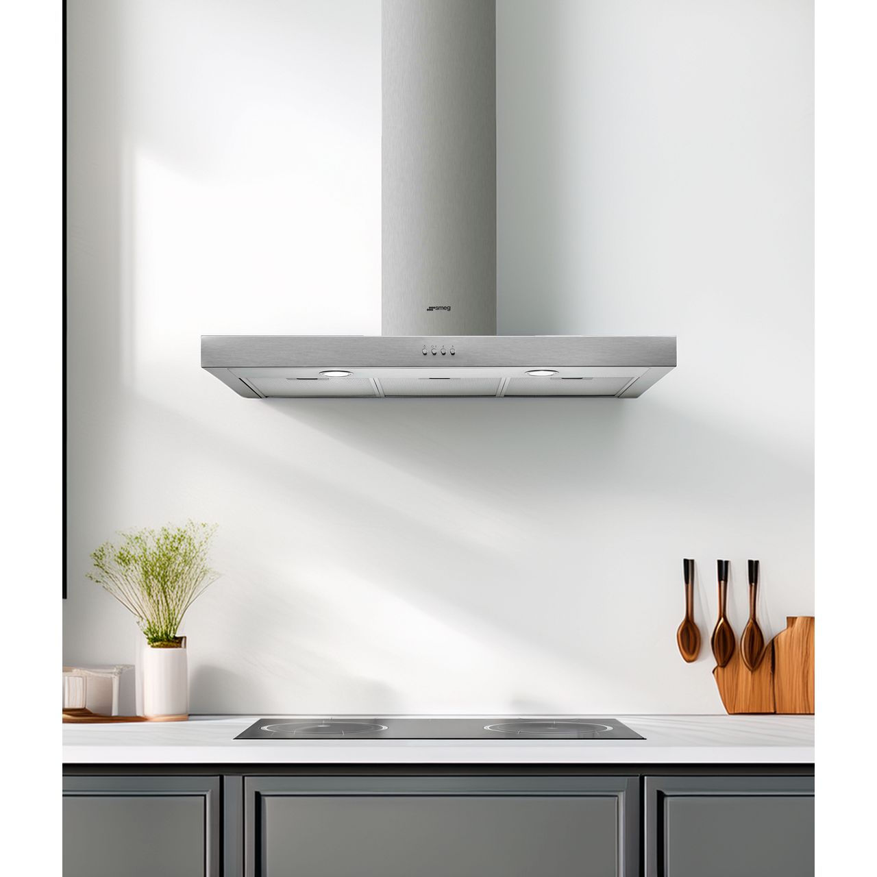 SMEG KATE900EX 90cm T-Shape Chimney Cooker Hood — Stainless Steel - Core Appliances