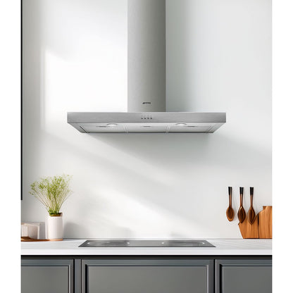 SMEG KATE900EX 90cm T-Shape Chimney Cooker Hood — Stainless Steel - Core Appliances