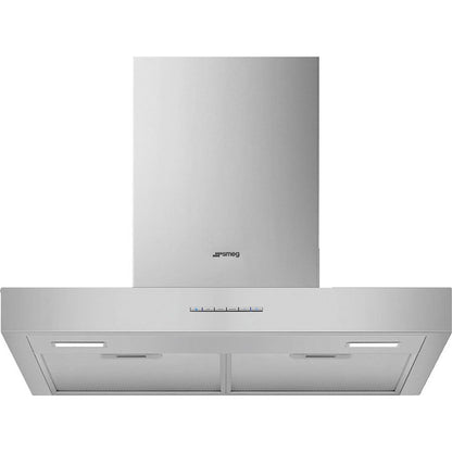 Stainless steel Smeg KBT600XE 60cm Chimney Cooker Hood with aluminium grease filters and LED lighting