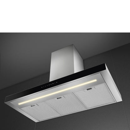 Smeg 90cm T-Shaped Chimney Cooker Hood - Black Glass - Core Appliances