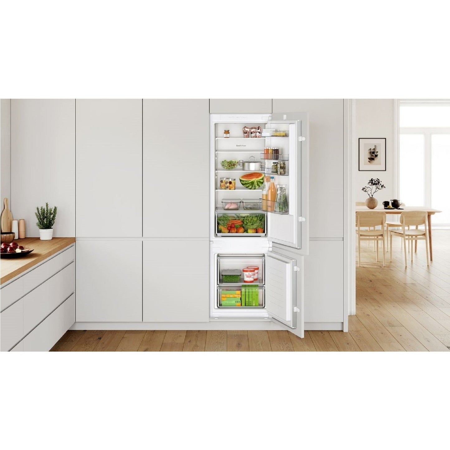 Light Gray Bosch Series 2 270 Litre 70/30 Integrated Fridge Freezer