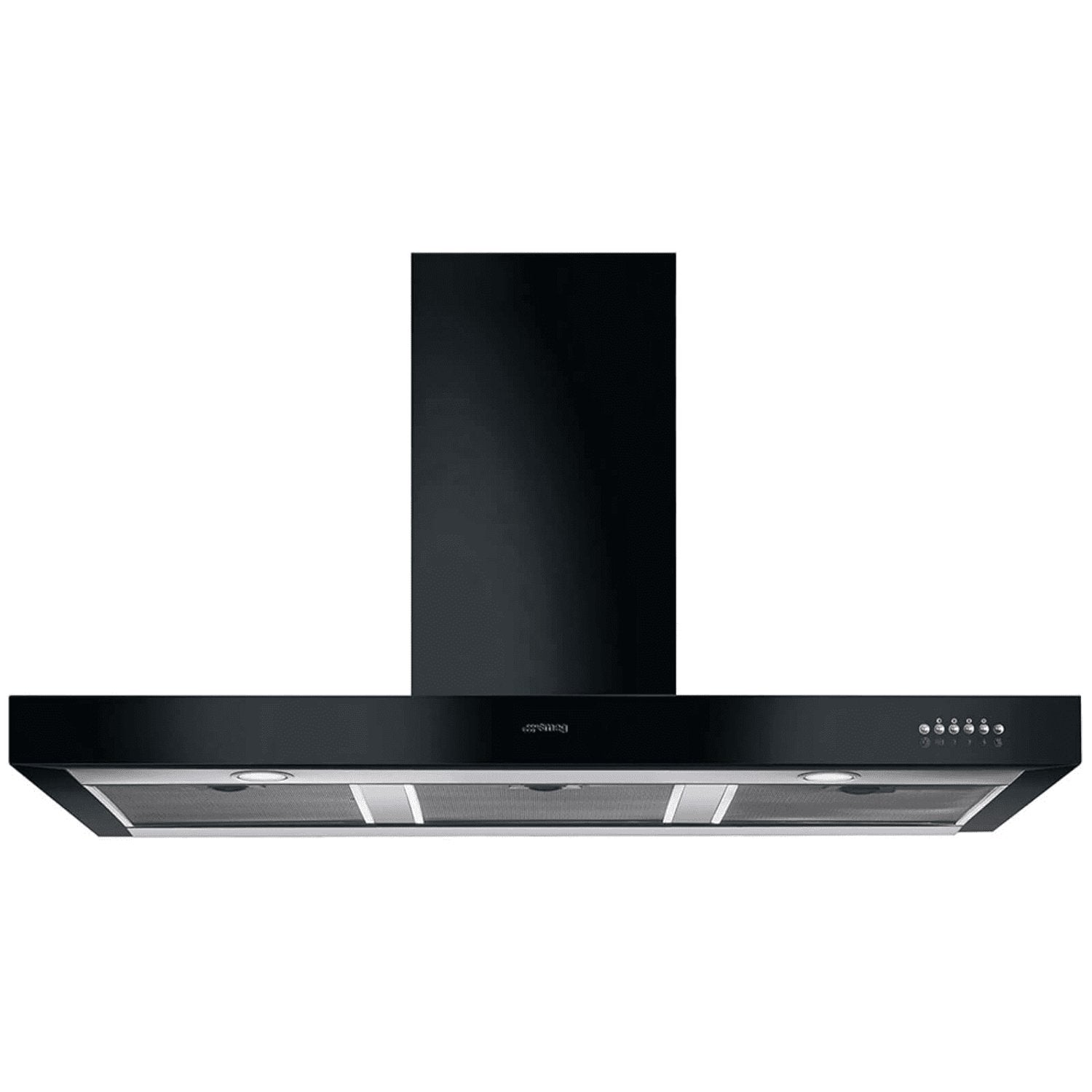 Black Smeg KS110 Symphony 110cm T-Shape Chimney Cooker Hood