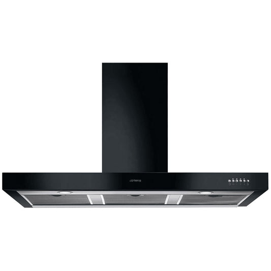 Black Smeg KS110 Symphony 110cm T-Shape Chimney Cooker Hood