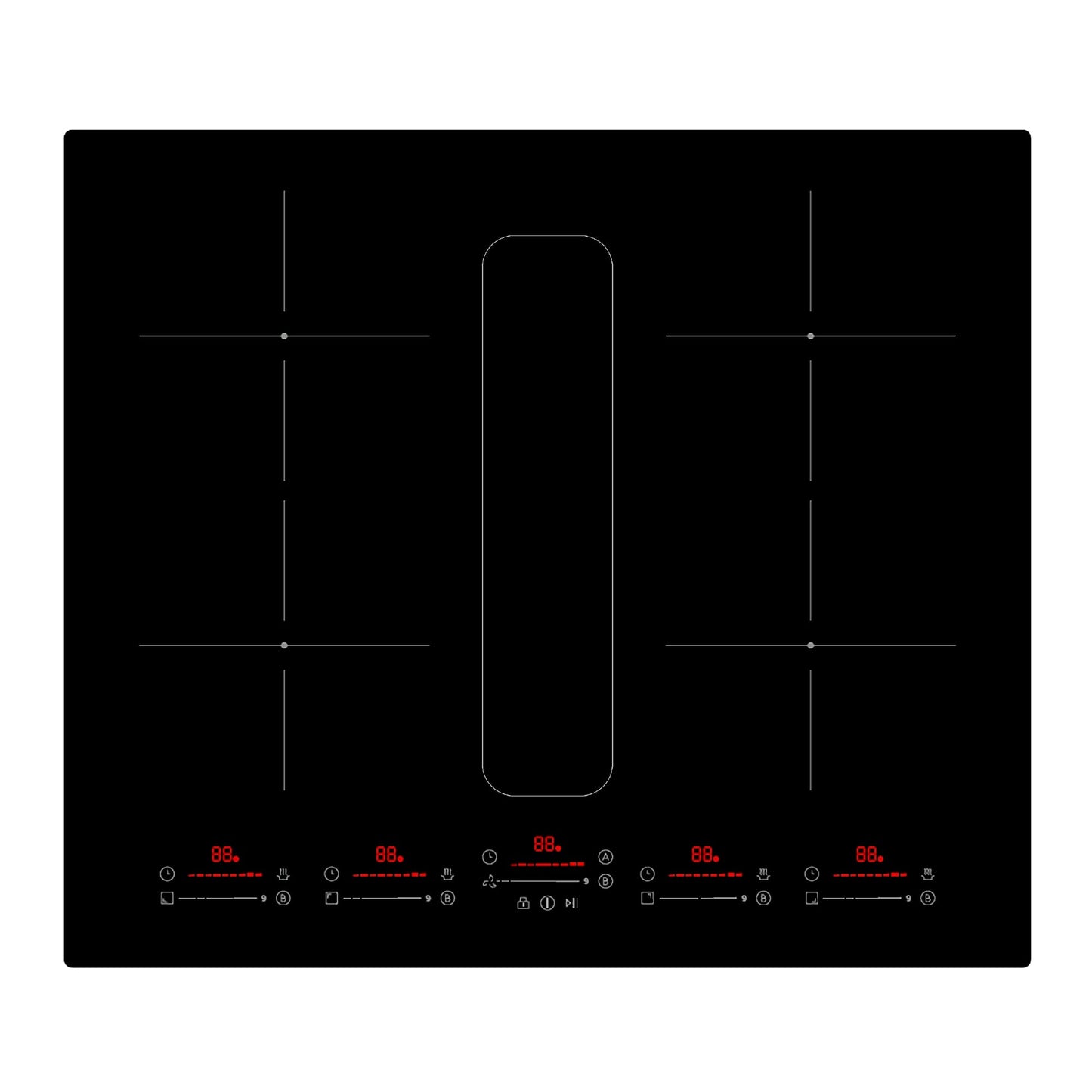 Montpellier MDAVIN60DF 60cm Vented Induction Hob with Downdraft Extractor - Black (Ducting Kit Included)