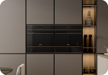 Smeg Dolce Stil Novo 60cm Galileo Omnichef Built-In Steam Oven - Black with Copper Trim