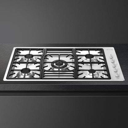 Smeg Classic 87cm Five Burner Ultra Low Profile Gas Hob - Stainless Steel - Core Appliances