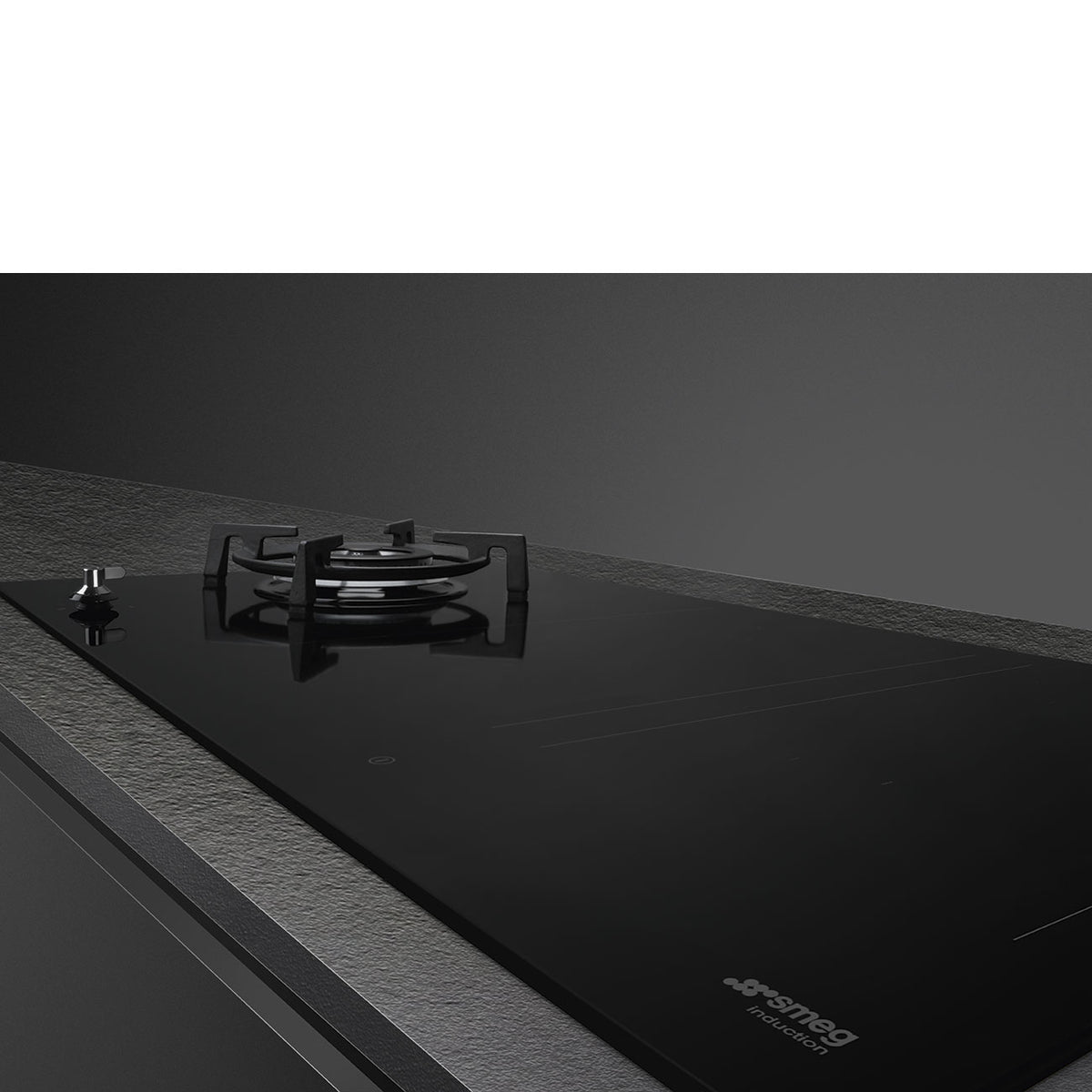 Smeg Classic 90cm Mixed Fuel Hob with Gas Burners and Induction Multizone - Black