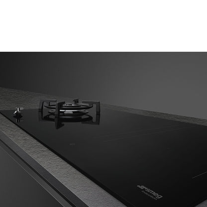Smeg Classic 90cm Mixed Fuel Hob with Gas Burners and Induction Multizone - Black