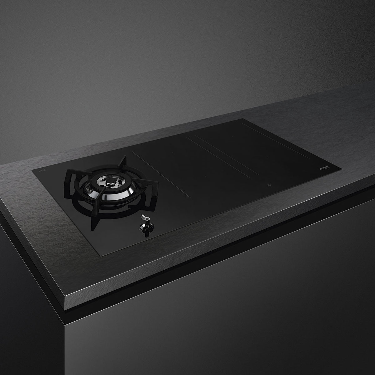 Smeg Classic 90cm Mixed Fuel Hob with Gas Burners and Induction Multizone - Black