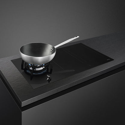 Smeg Classic 90cm Mixed Fuel Hob with Gas Burners and Induction Multizone - Black