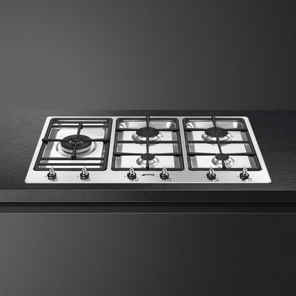 Smeg Classic 90cm Five Burner Gas Hob - Stainless Steel - Core Appliances