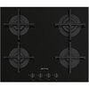 Black SMEG Cucina Hob, Gas on Glass, 4 Burners