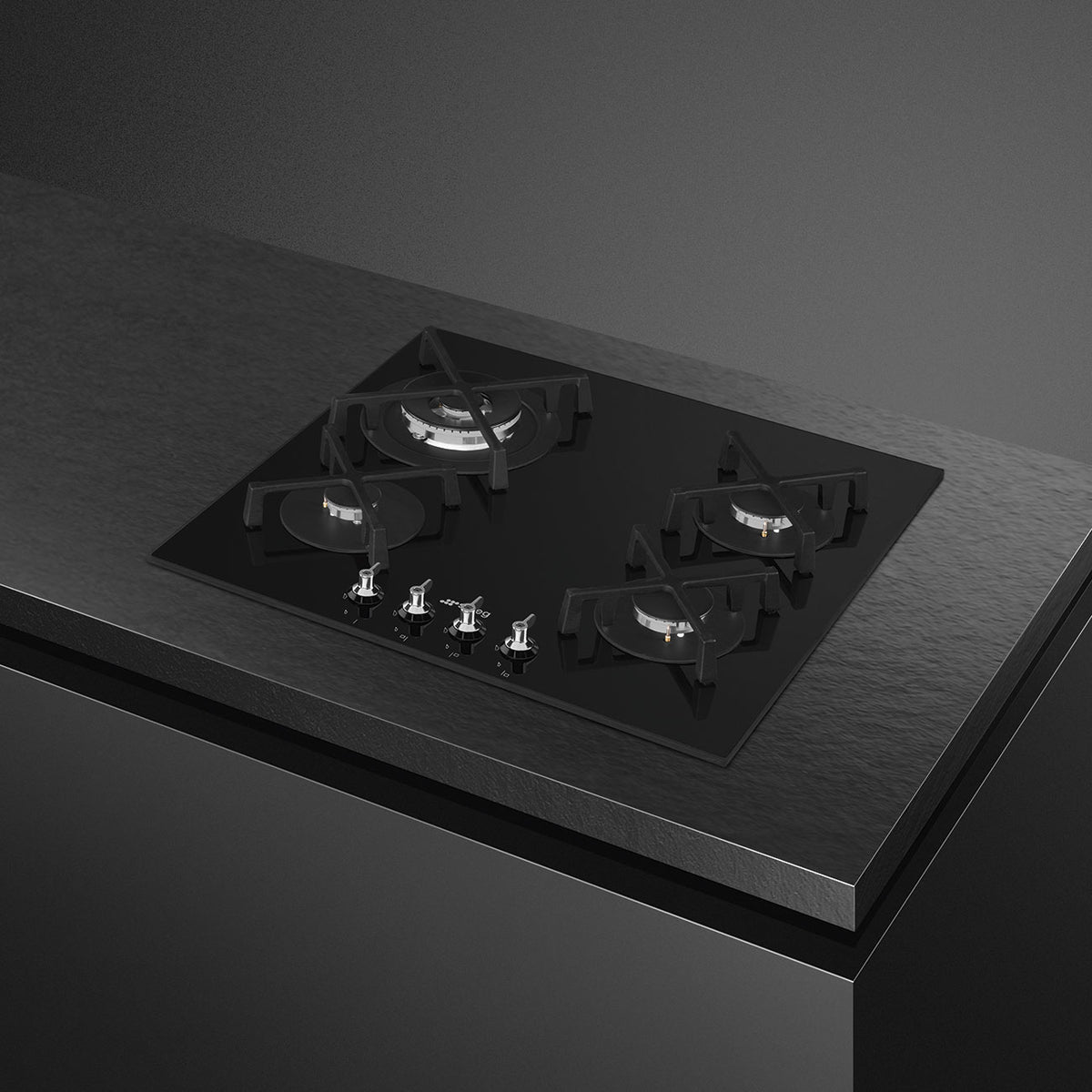 Smeg Classic 60cm Four Burner Gas on Glass Hob - Black - Core Appliances