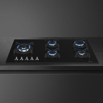 Smeg Classic 90cm Five Burner Gas on Glass Hob - Black - Core Appliances