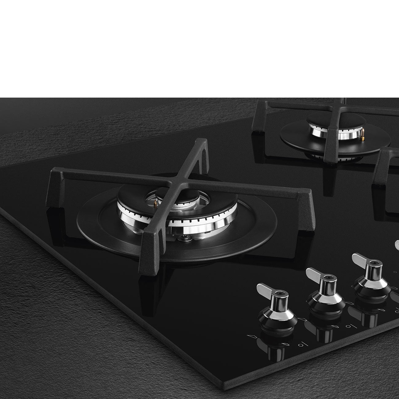 Smeg Classic 90cm Five Burner Gas on Glass Hob - Black - Core Appliances