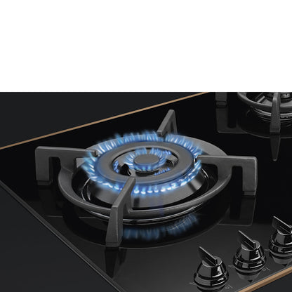 Smeg Dolce Stil Novo 90cm Five Burner Gas on Glass Hob - Black with Copper Trim - Core Appliances