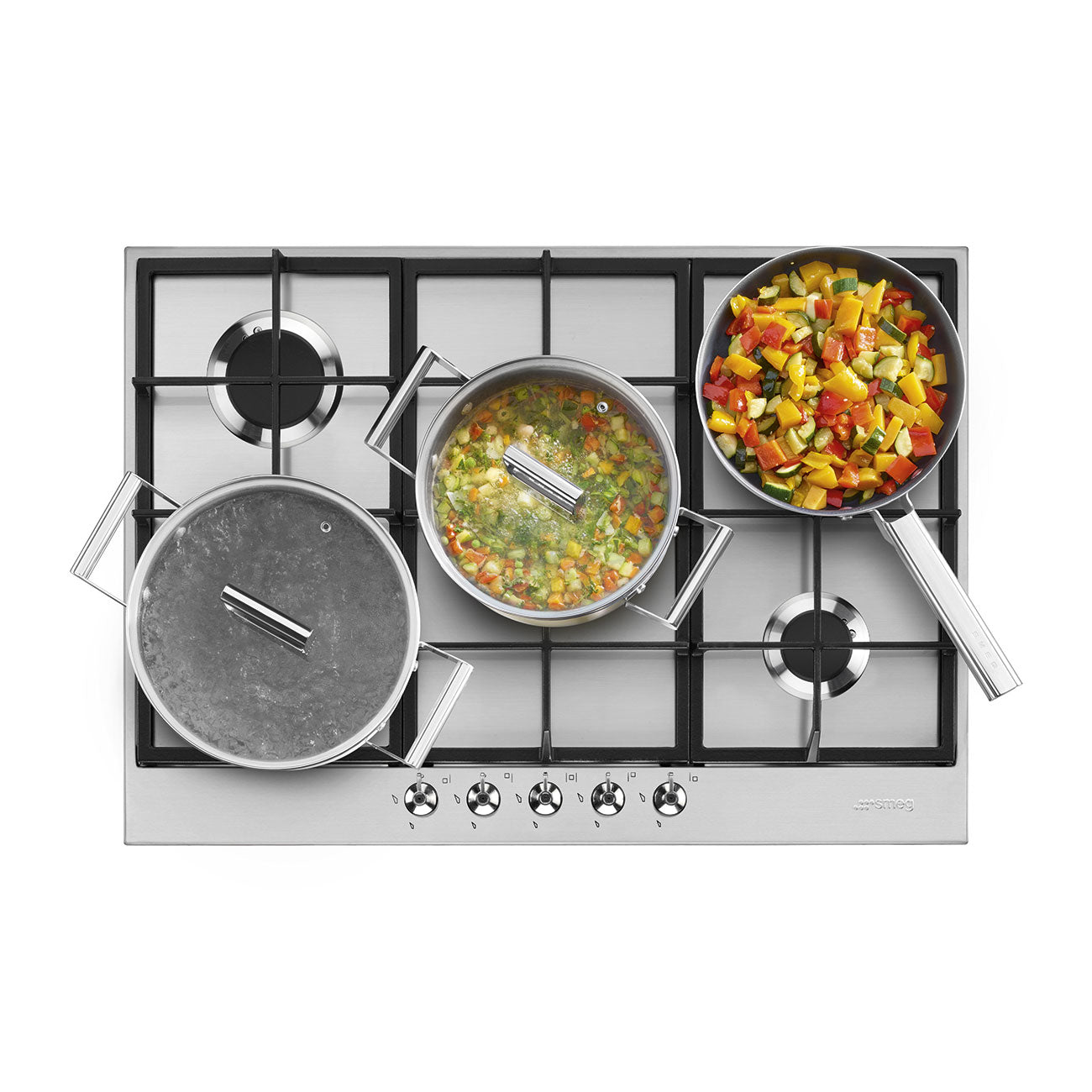 Smeg Classic 72cm Five Burner Gas Hob with Cast Iron Pan Stands - Core Appliances