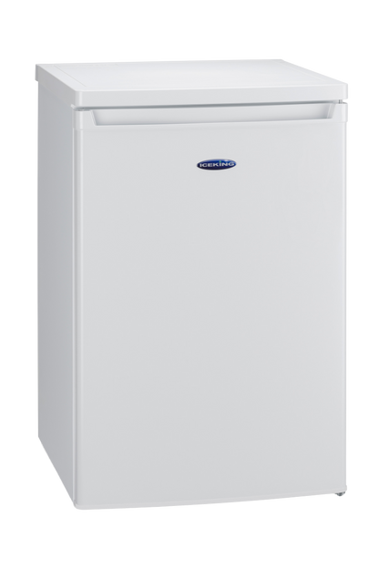 White refrigerator with a brand logo on a white background