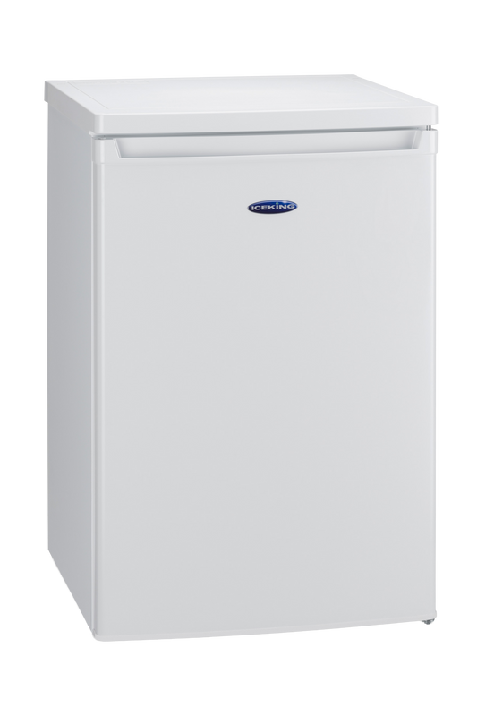 White refrigerator with a brand logo on a white background