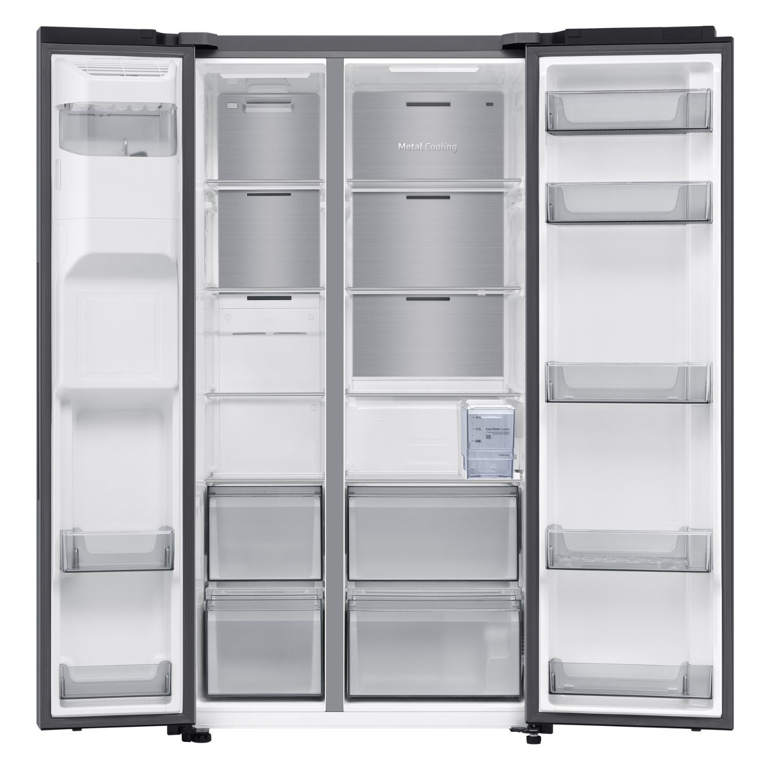 Light Gray Samsung Series 6 640 Litre Side-By-Side American Fridge Freezer - Silver