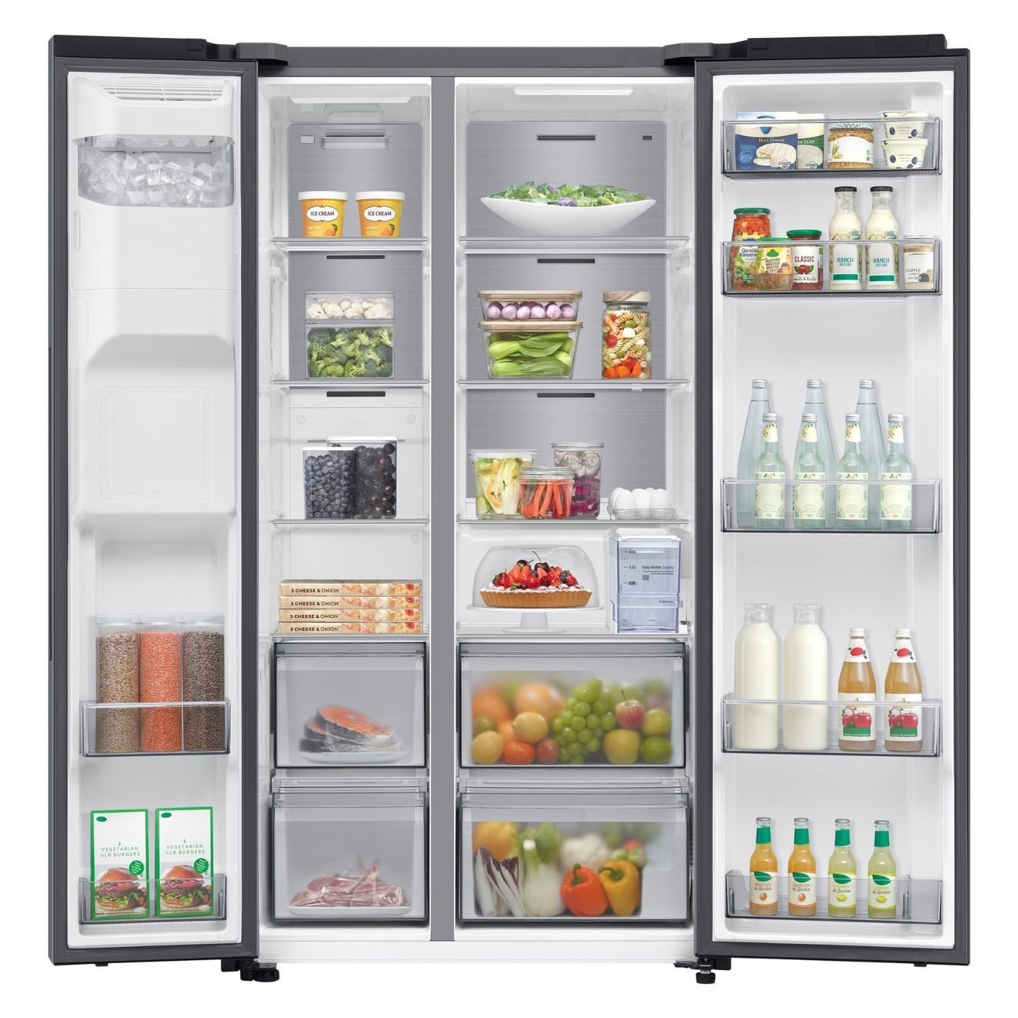 Light Gray Samsung Series 6 640 Litre Side-By-Side American Fridge Freezer - Silver